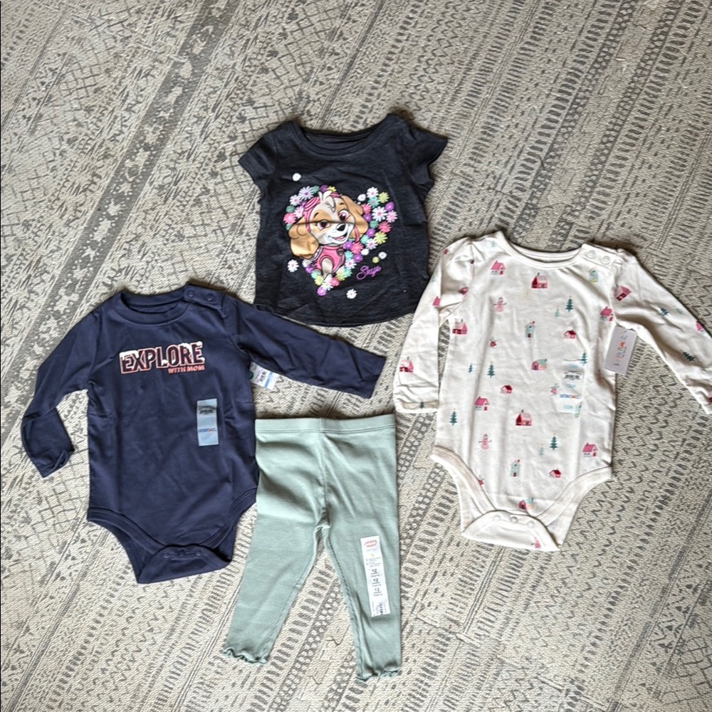 Cute 12M Baby Onesies and Leggings bundle